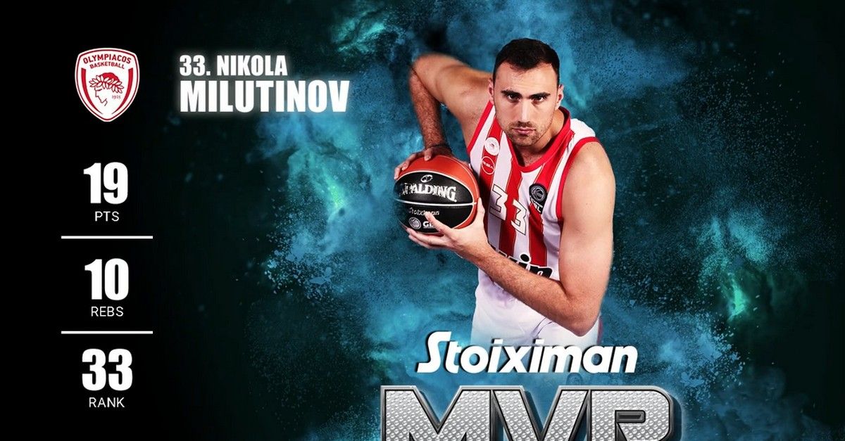 Stoiximan GBL: Ο Μιλουτίνοβ αναδείχθηκε MVP της 6ης αγωνιστικής